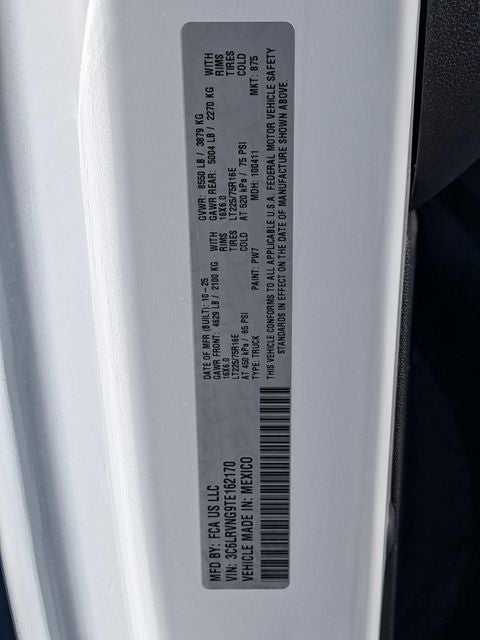 2026 RAM Ram ProMaster RAM PROMASTER 1500 TRADESMAN CARGO VAN LOW ROOF 118' WB