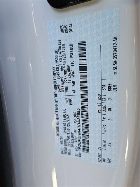 2024 Ford F-550SD XL DRW 169" WB / 84" C/A