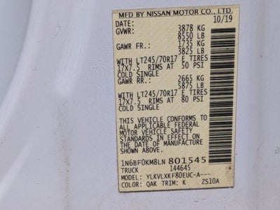 2020 Nissan NV1500 SV